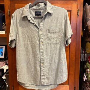 Lucky Brand Linen Button Up Shirt Men Small Green